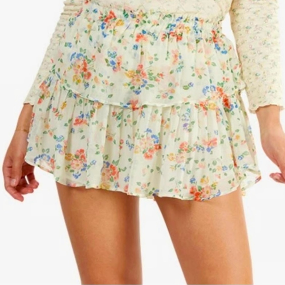 LoveShackFancy Ruffle Mini Skirt Floral Confetti Women's
